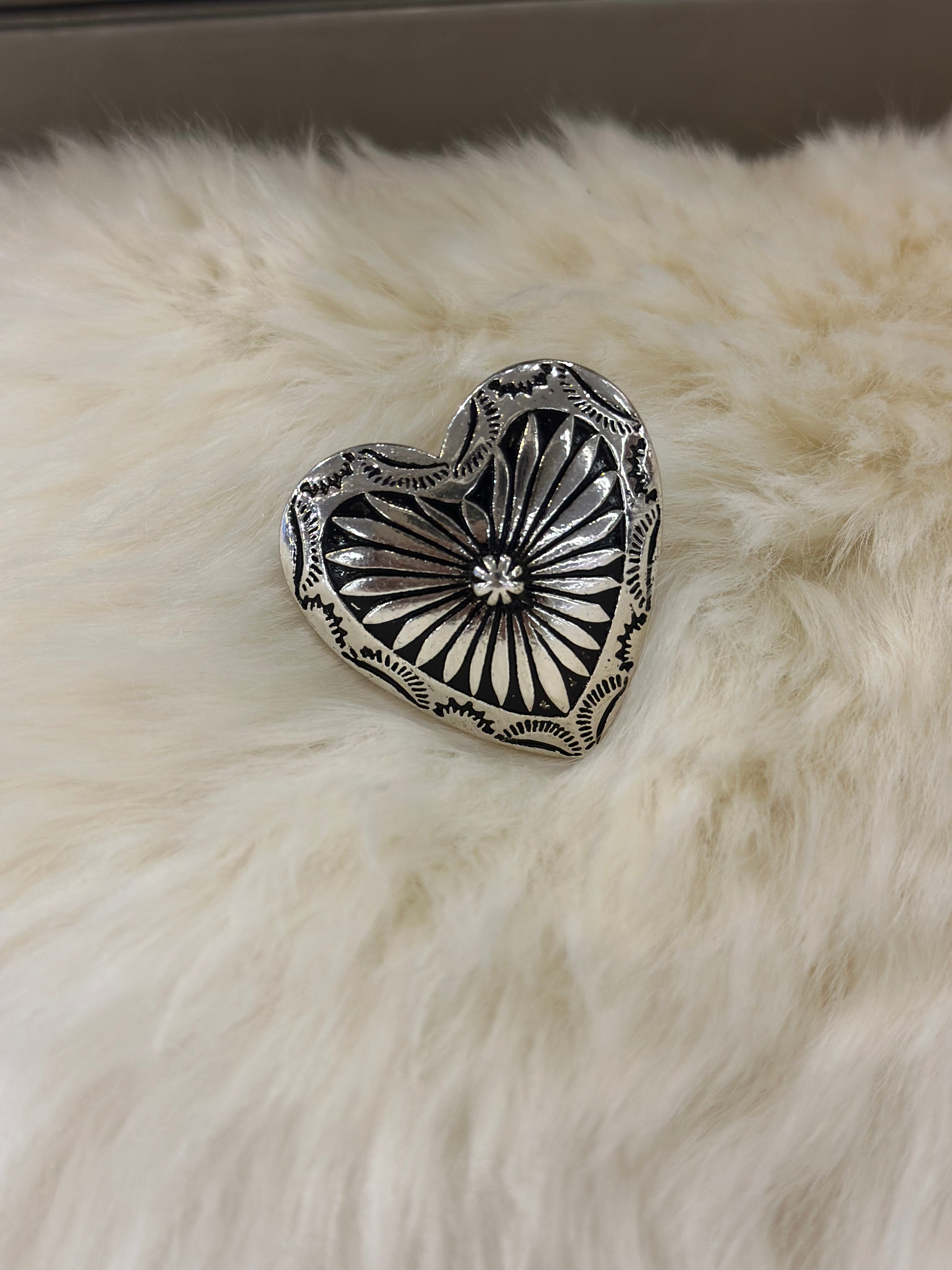 Stamped Heart Cuff Ring