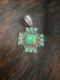 Green Turquoise Western Cross Pendant