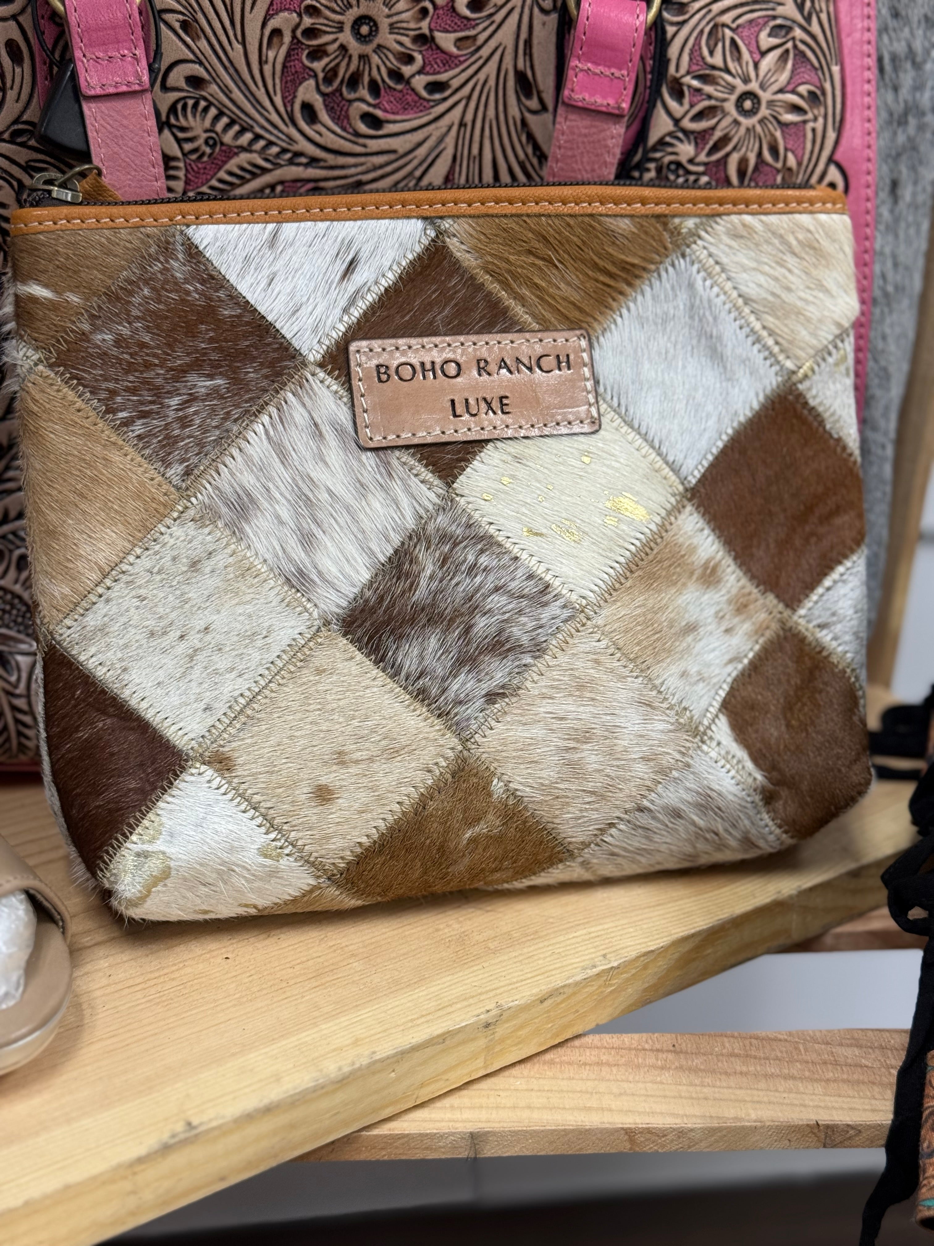 Brown Cowhide Make-Up Bag