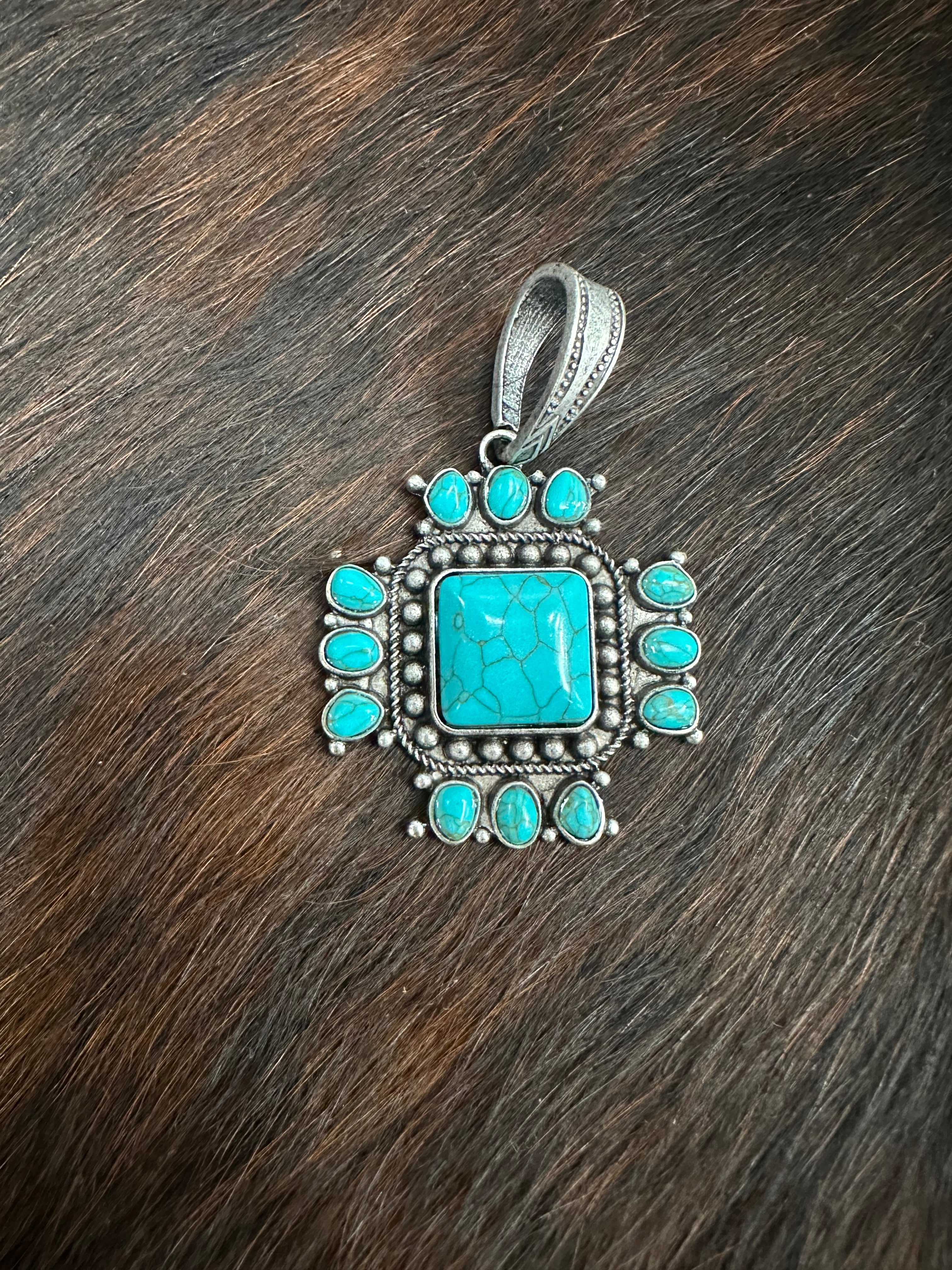 Turquoise Western Cross Pendant