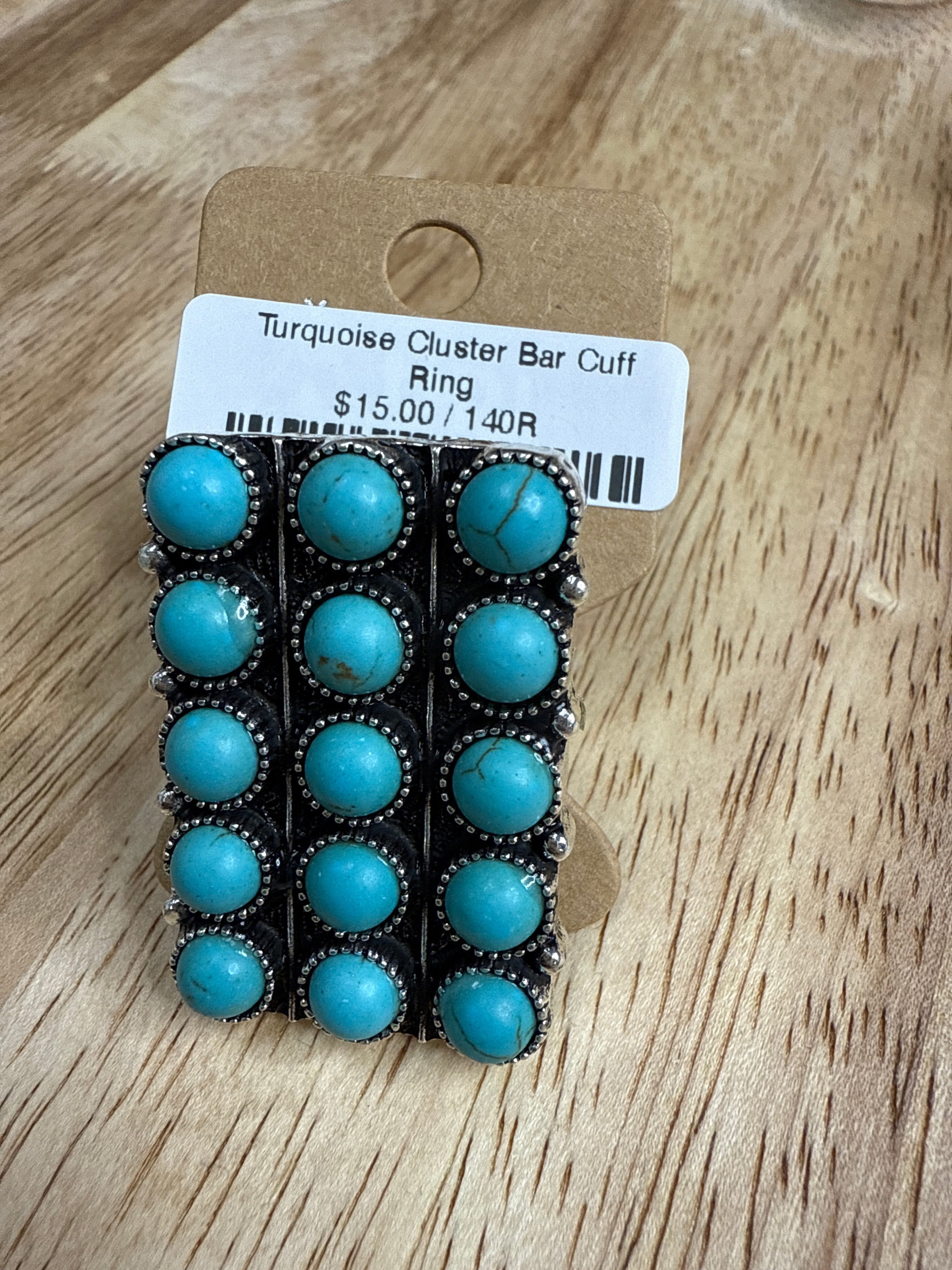 Turquoise Cluster Bar Cuff Ring