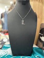 Turquoise Boot Scroll Letter Necklace