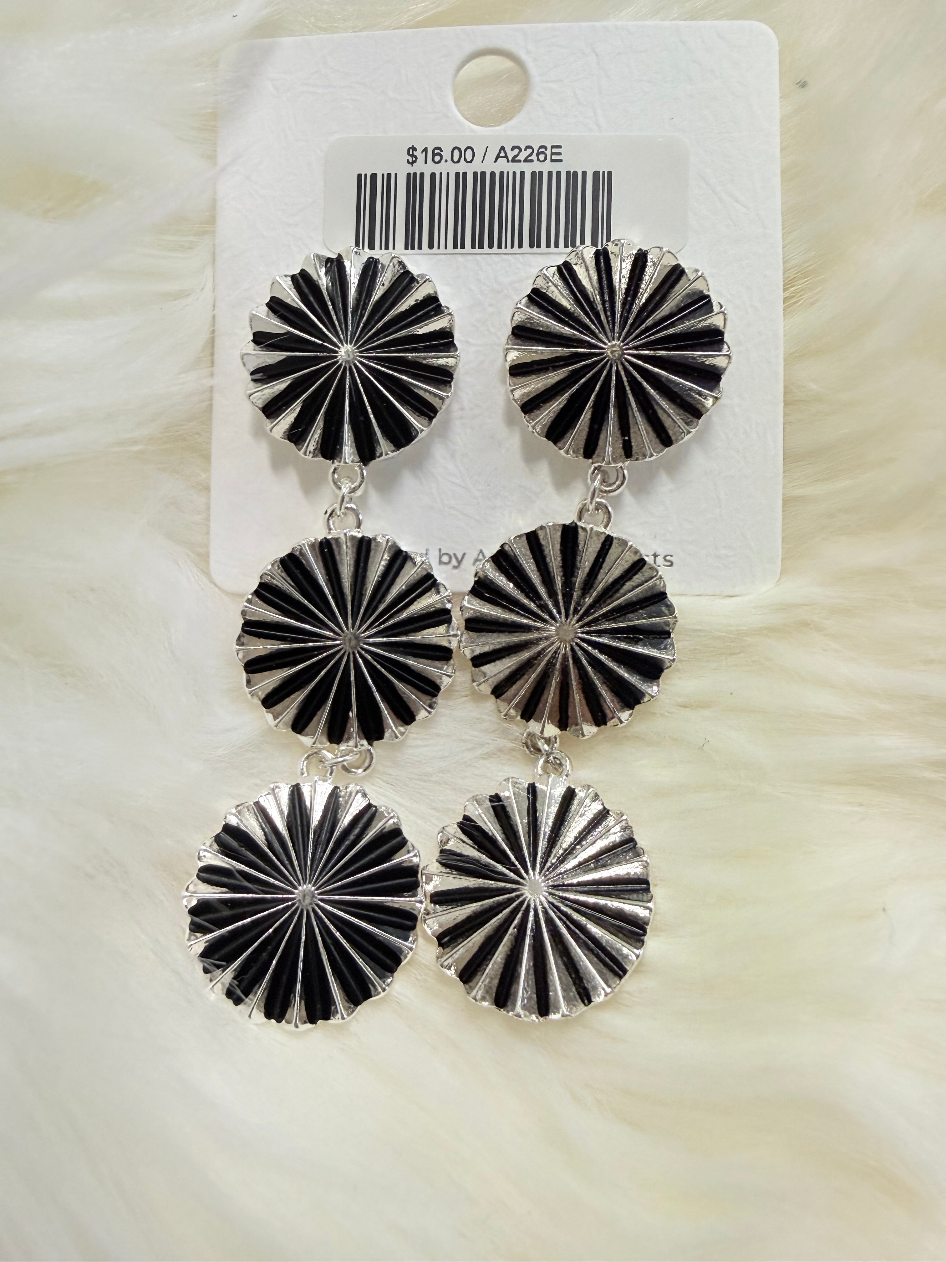 Silver Spiral 3-Tier Post Earrings