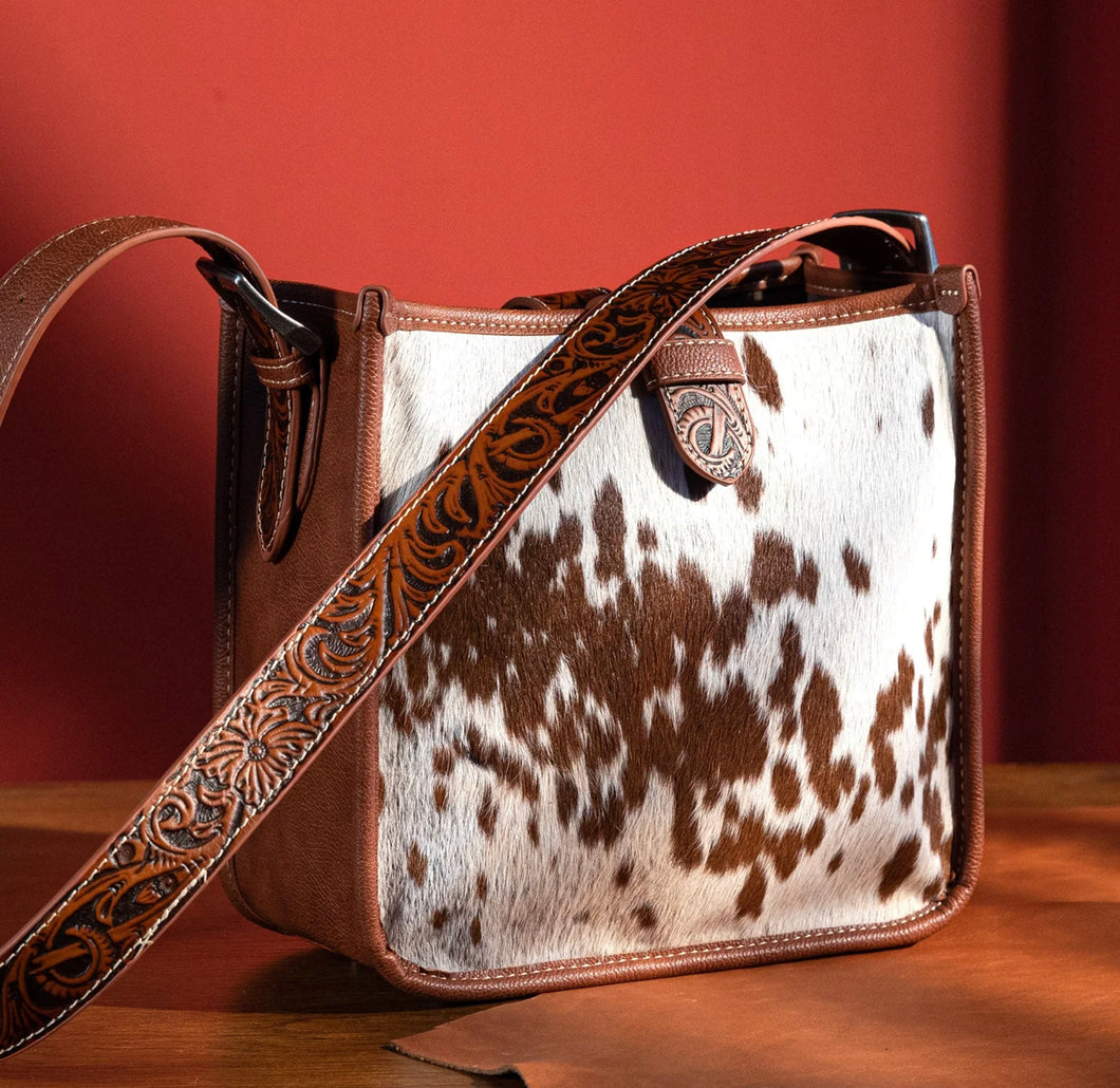 Trinity Ranch Brown Cowhide Embossed Leather Purse