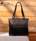 Montana West Embossed Aztec Fringe Tote Bag