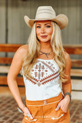 Ivory Embroidered Tank Top