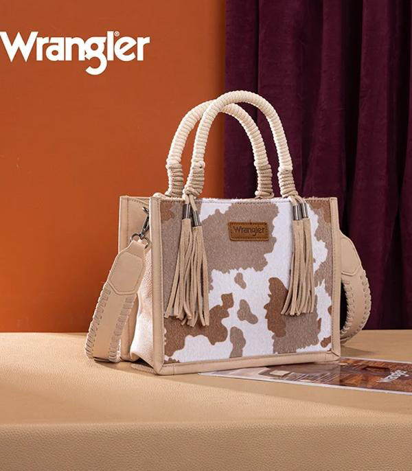 Wrangler Beige Cow Print Rope Mini Crossbody