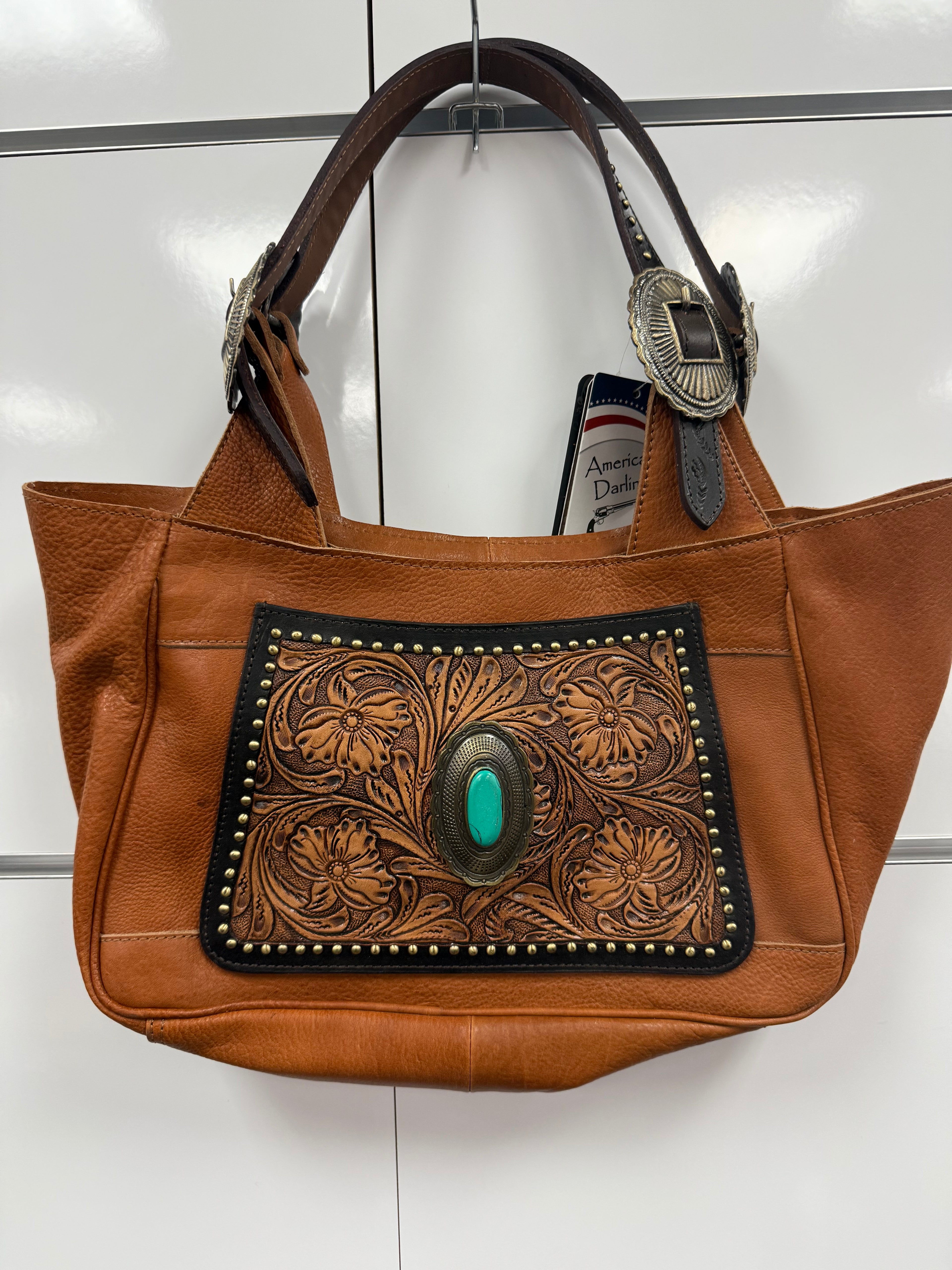 Tooled Buckle Shoulder Bag