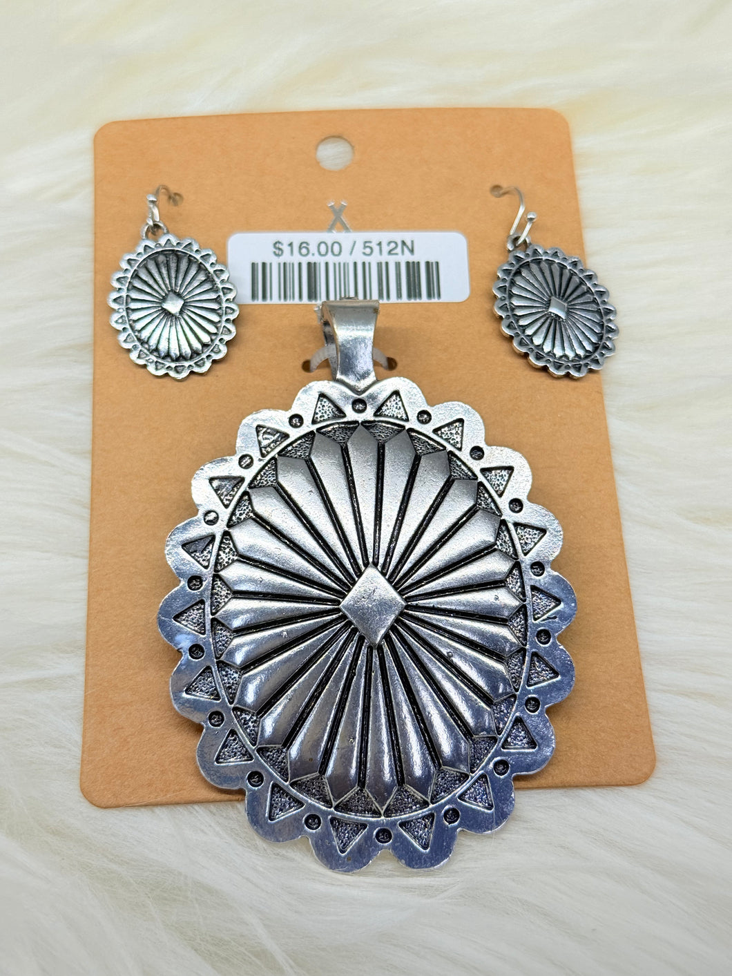 Concho Pendant and Earrings Set