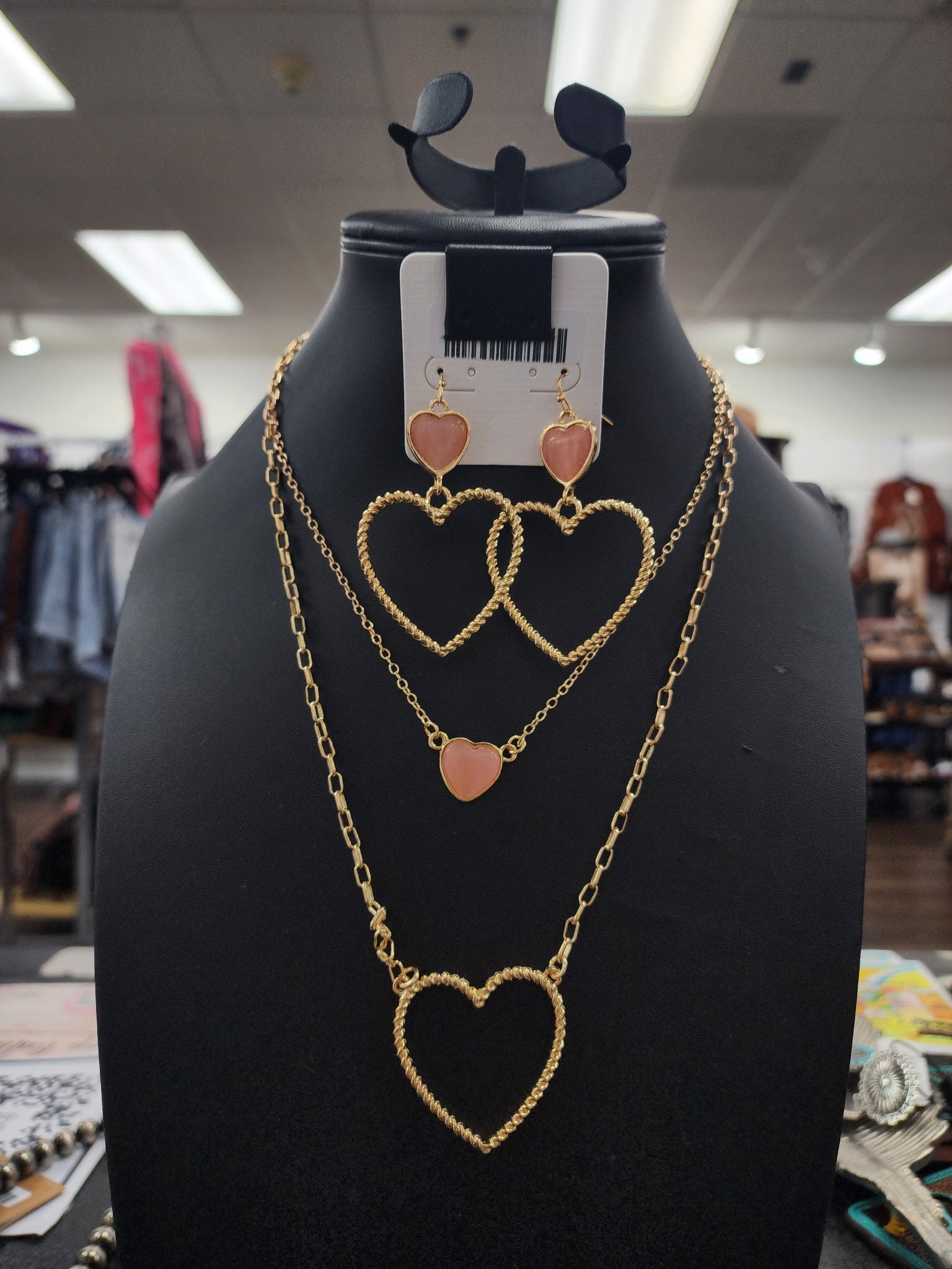Peach Heart Pendant Necklace