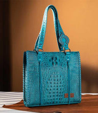 Load image into Gallery viewer, Wrangler Turquoise Embossed Croc Tote
