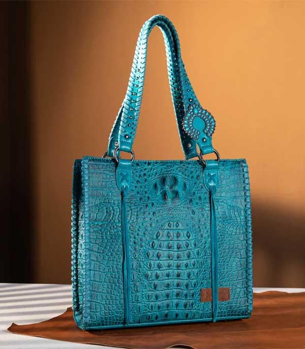 Wrangler Turquoise Embossed Croc Tote