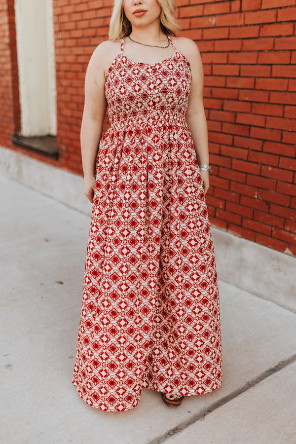 Coral Southwest Maxi Dress