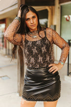 Leopard Print Long Sleeve Mesh Top