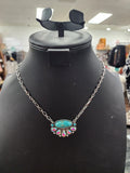 Turquoise Stone Half Cluster Necklace
