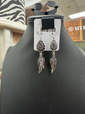 Concho Stamped Feather Fishhook Earrings