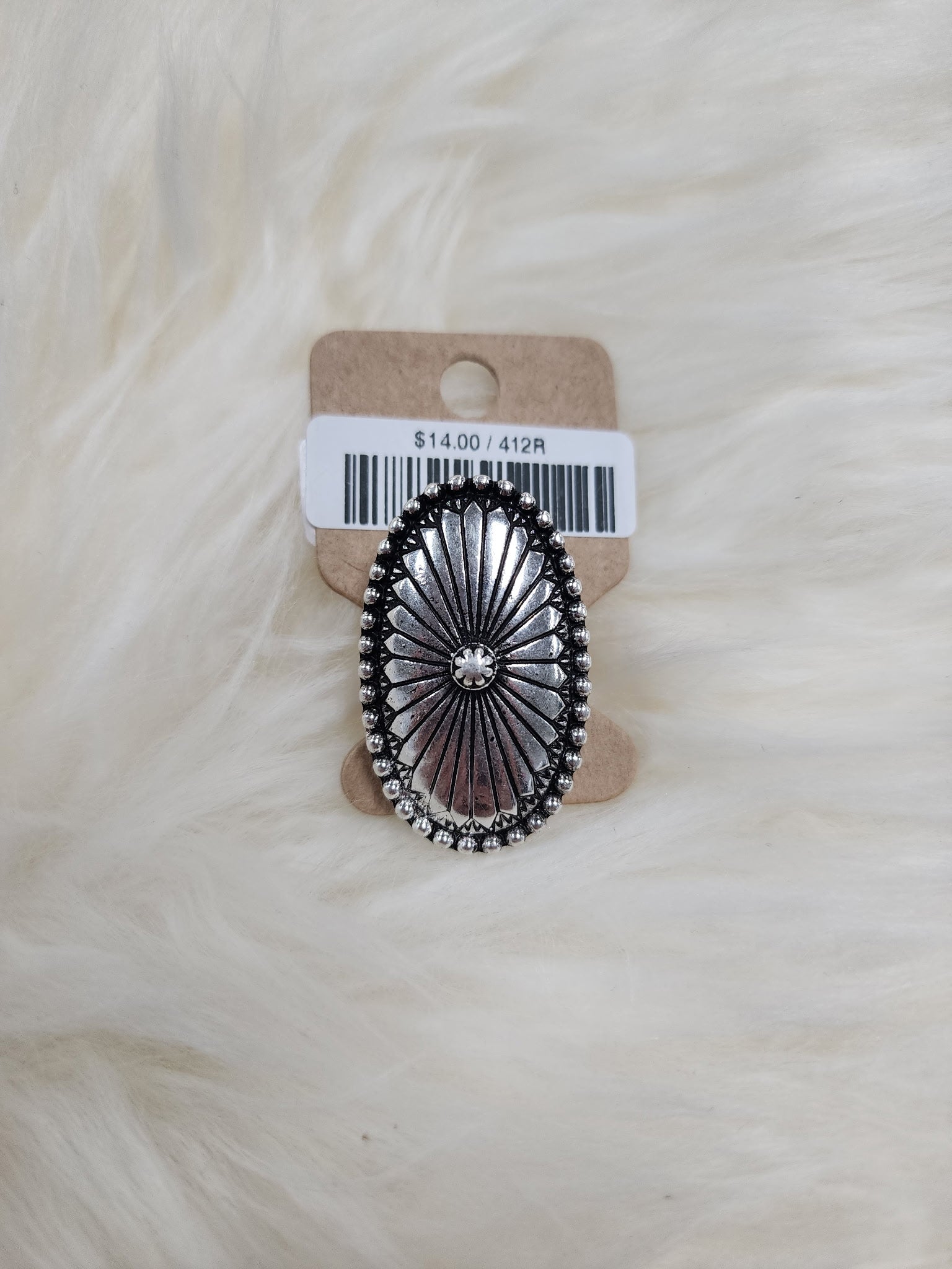 Oval Stamped Concho Cuff Ring