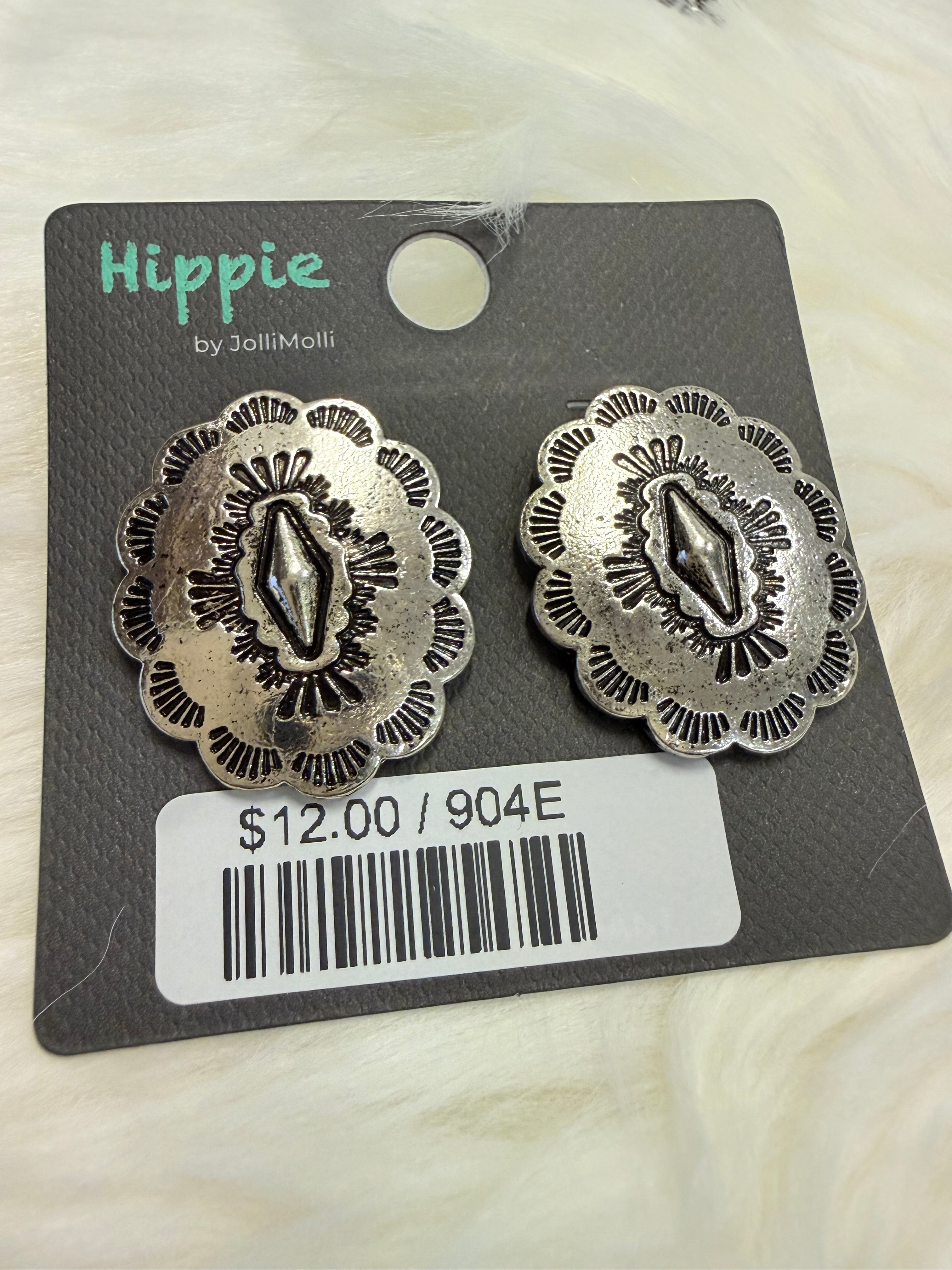 Silver Stamped Aztec Post Earrings