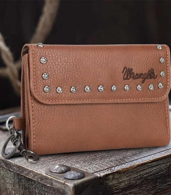 Wrangler Studded Wallet - Leather Brown