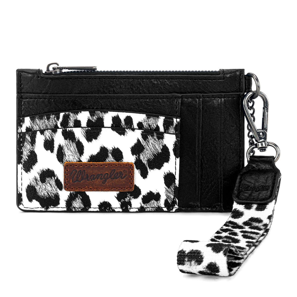 Wrangler Black Leopard Wristlet Card Wallet
