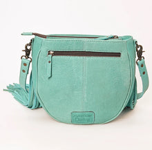 Load image into Gallery viewer, Turquoise Tooled Leather Fringe Crossbody
