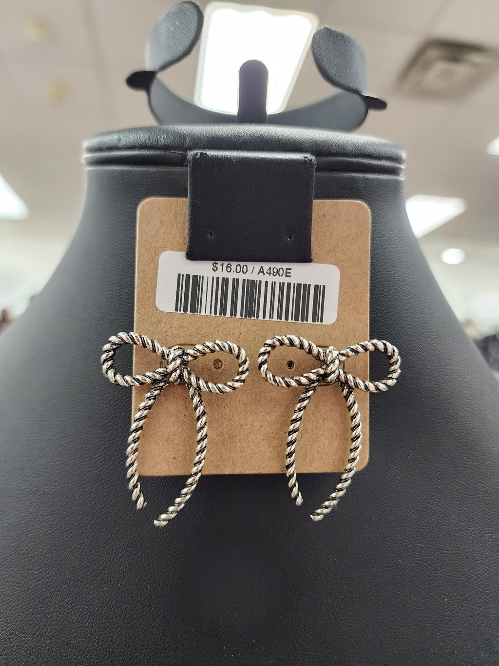 Silver Rope RIbbon Post Earrings