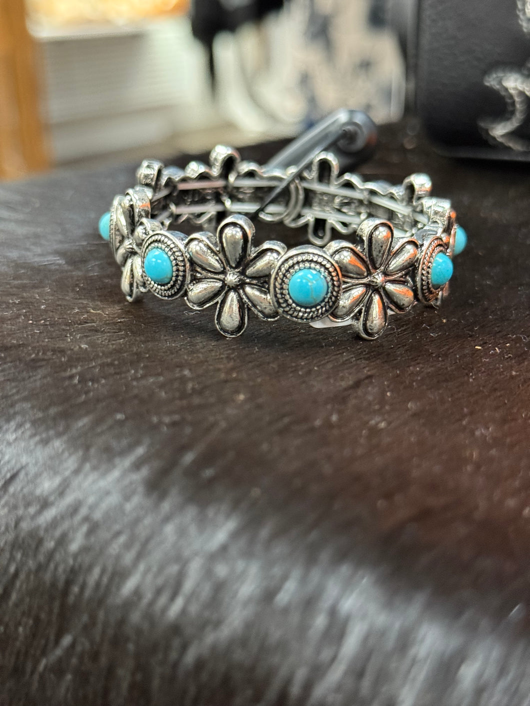 Floral Turquoise Stretch Bracelet