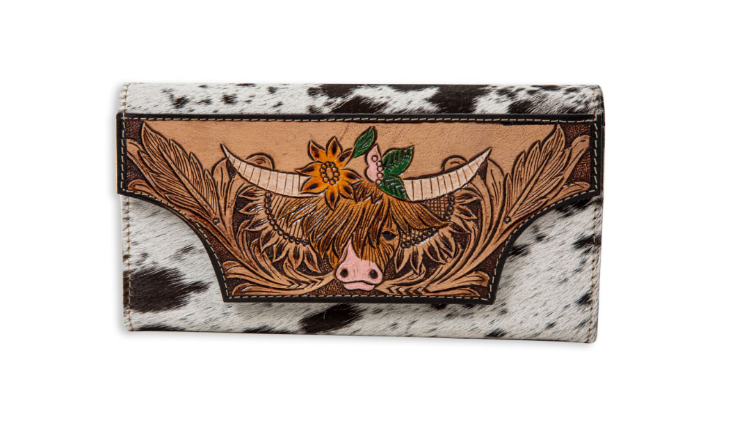 Bloomin' Steer Hand Tooled Wallet