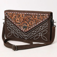 Load image into Gallery viewer, Brown Boot Stitch Hand Tooled Crossbody
