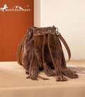 Montana West Brown Cowhide Bucket Bag