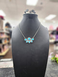 Turquoise Half Cluster Post Necklace