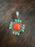 Green/Orange Western Cross Pendant