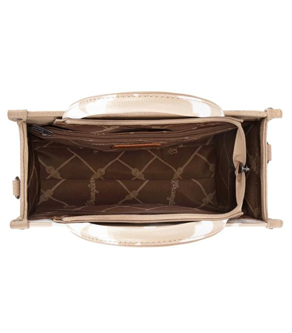 Wrangler Khaki Cow Print Mini Tote Crossbody