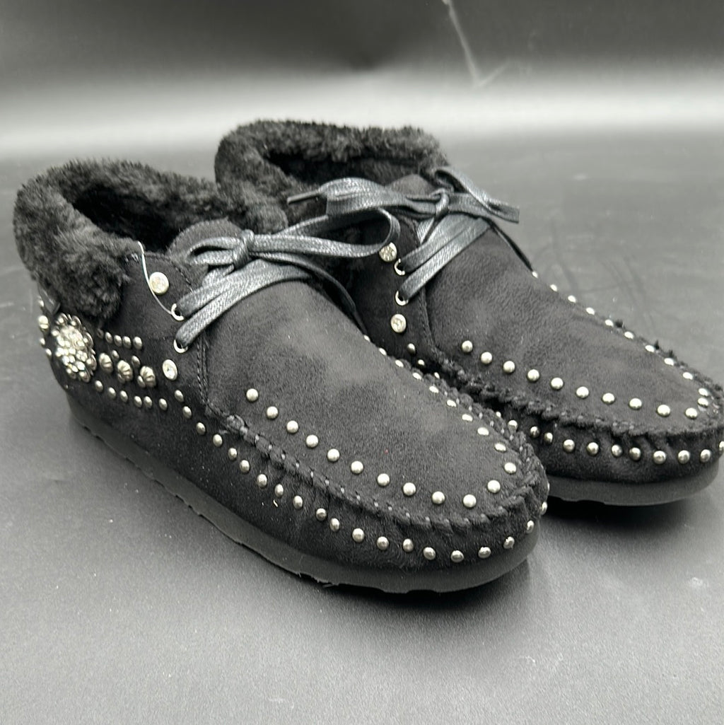 Montana West Black Concho Lux Moccasins