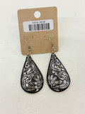Sunflower Stamped Fishhook Earrings