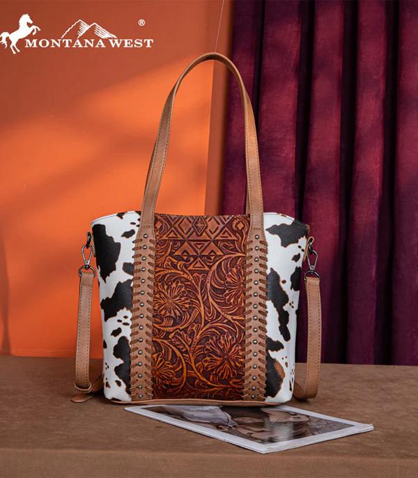 Montana West Brown Cowprint Tote Crossbody