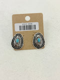 Turquoise Stamped Concho Post Earrings