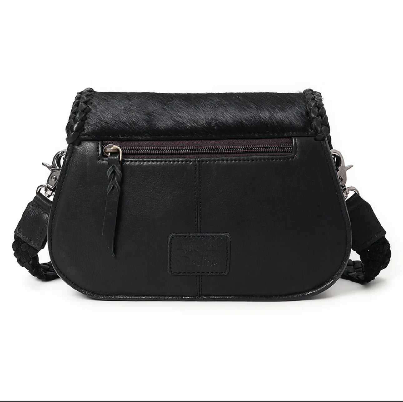 Black Cowhide Ribbon Shoulder Bag