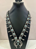 Turquoise Stone Concho Squash Blossom Necklace