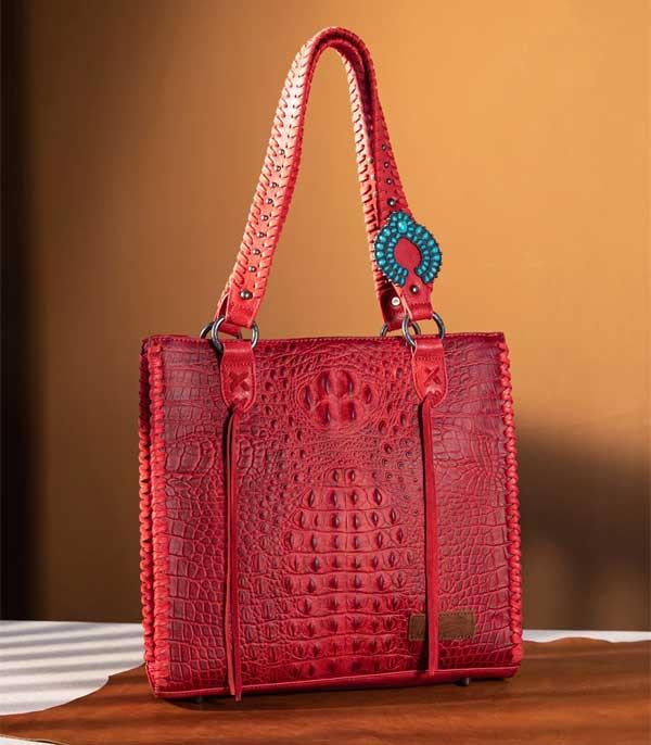 Wrangler Red Embossed Croc Tote