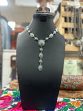 Turquoise Concho Y Necklace and Post Earrings Set
