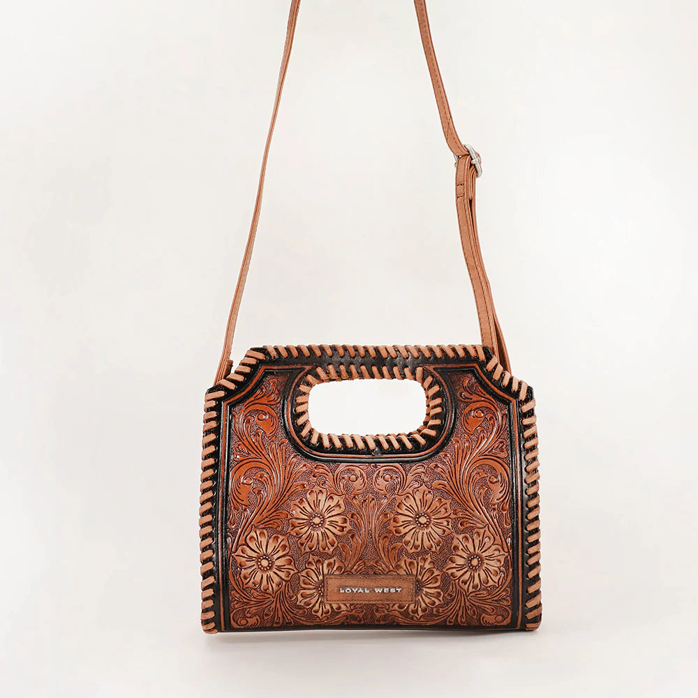 Floral Hand Tooled Leather Crossbody