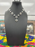 Floral Crystal Cluster Concho Necklace
