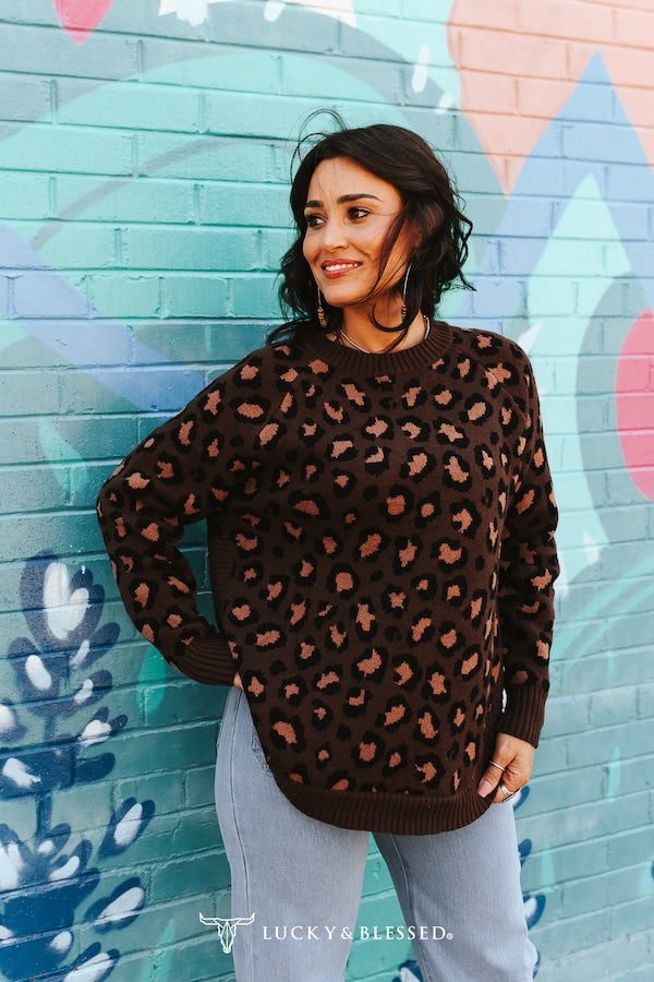 Leopard Print Knit Sweater Top