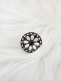 White Floral Cluster Cuff Ring