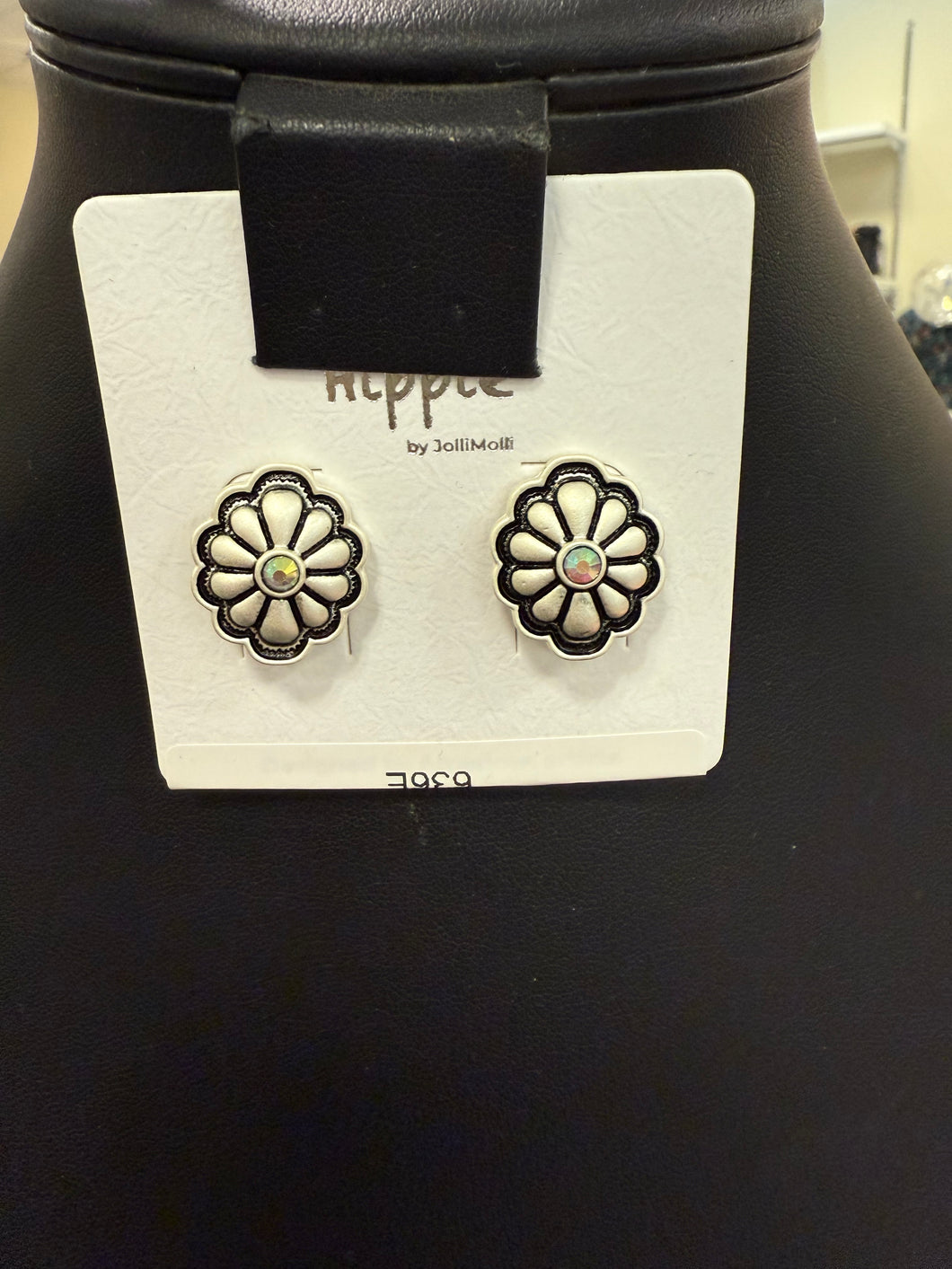 Diamond Stamped Concho Post Earrings