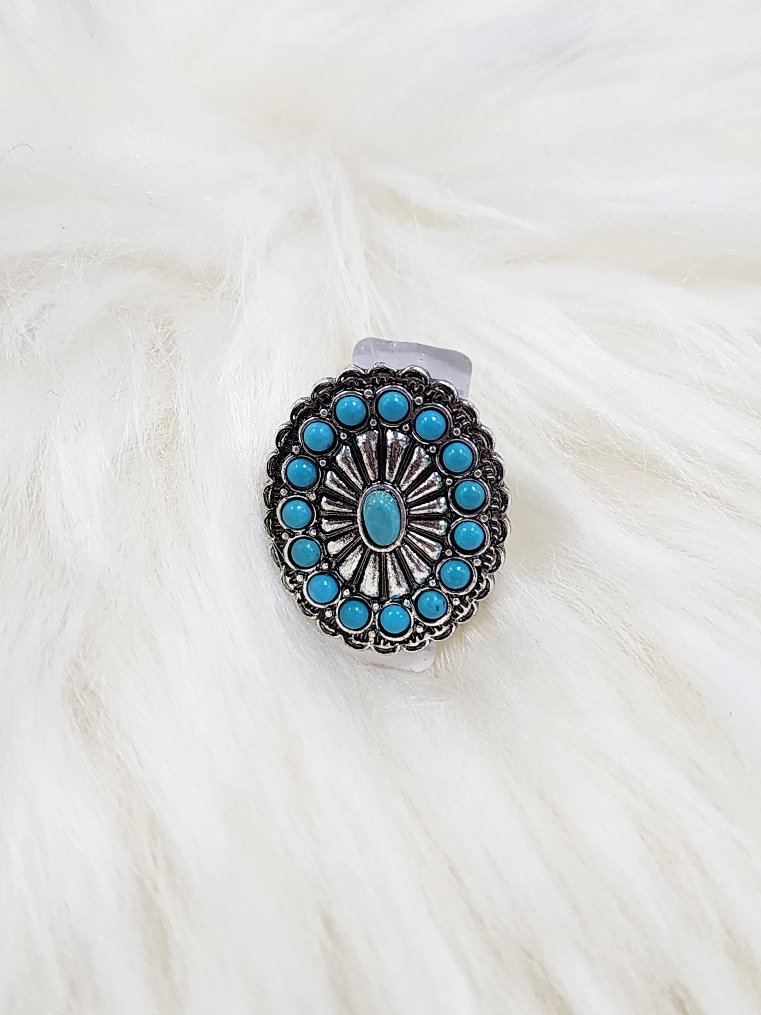 Turquoise Concho Cluster Cuff Ring
