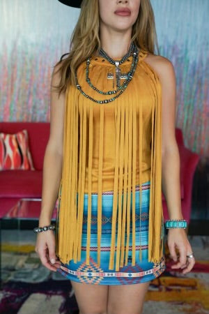 Suede Fringe Halter Top