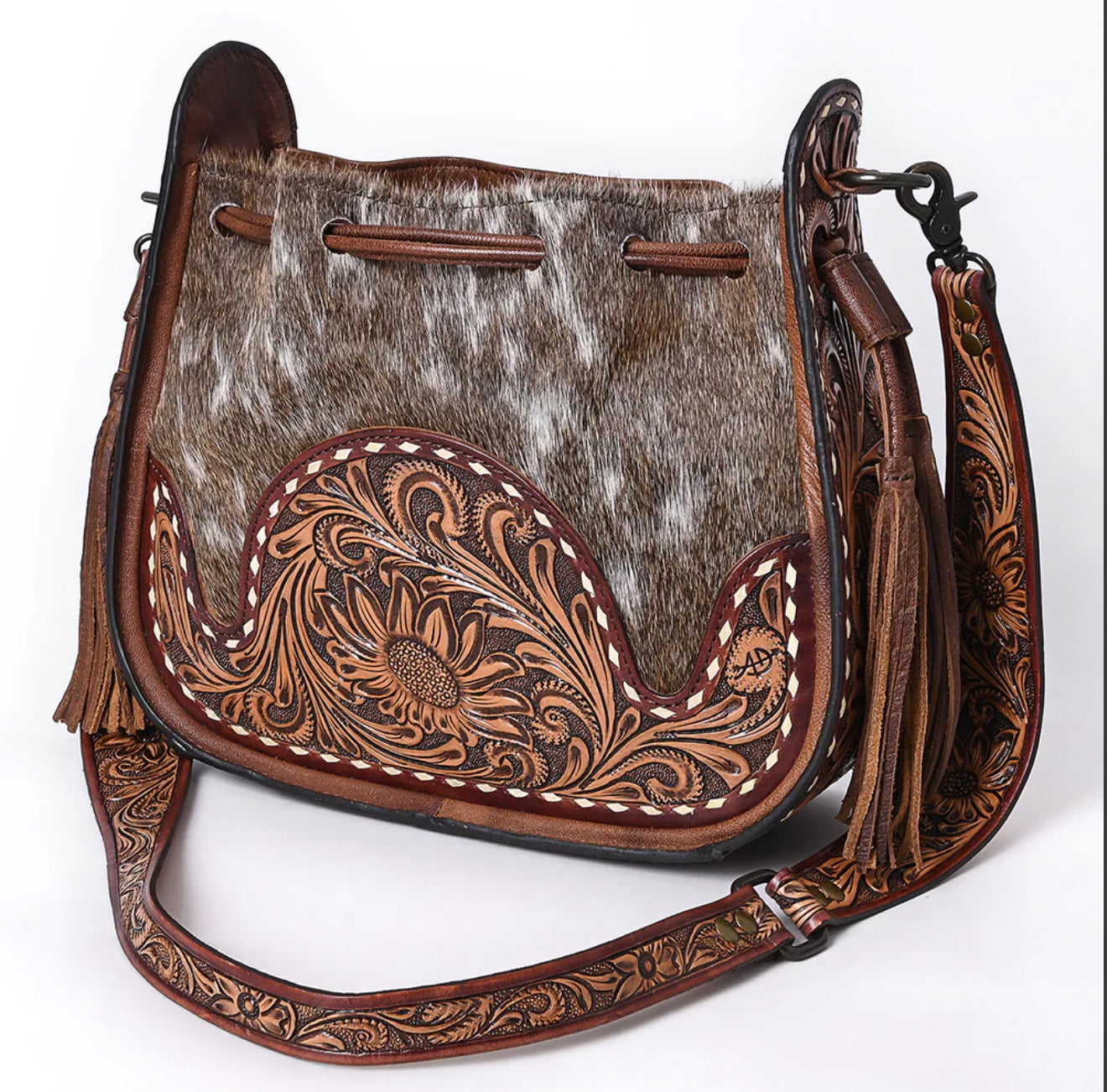 Tooled Leather Cowhide Shoulder Bag