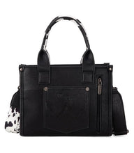 Load image into Gallery viewer, Wrangler Black Cow Print Mini Tote Crossbody
